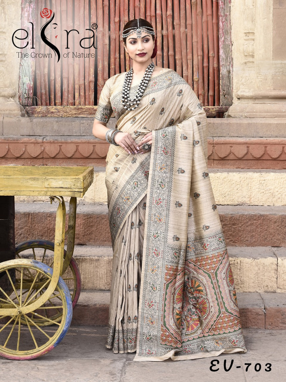 Beautiful Designer Pure Tussar Silk Madhubani Work Saree