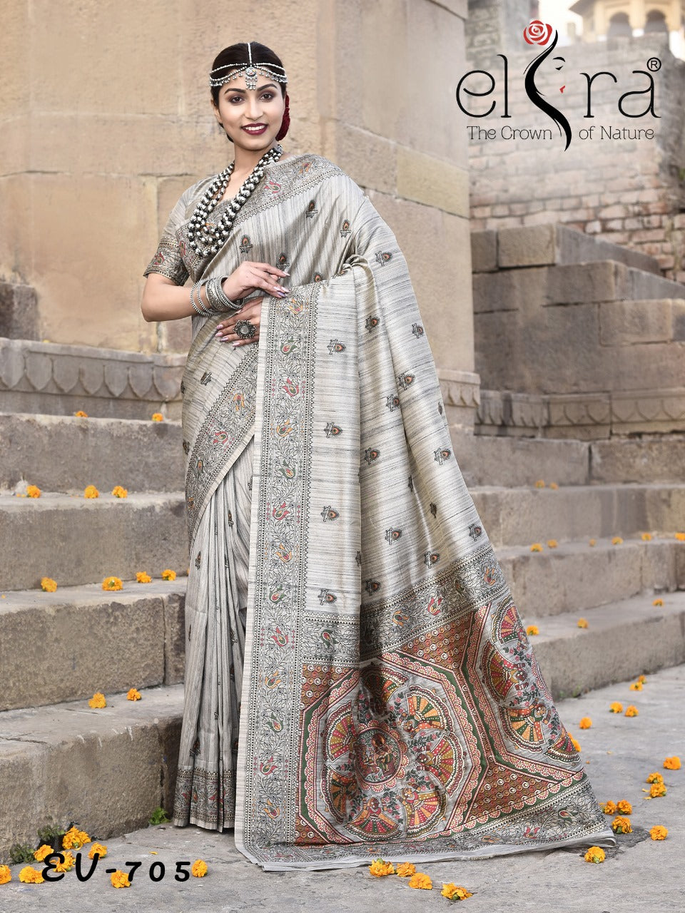 Beautiful Designer Pure Tussar Silk Madhubani Work Saree