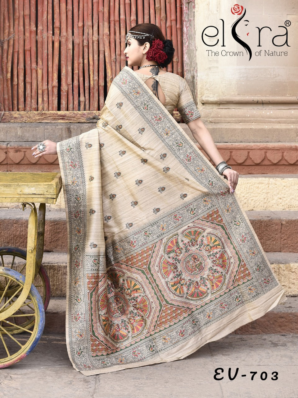 Beautiful Designer Pure Tussar Silk Madhubani Work Saree