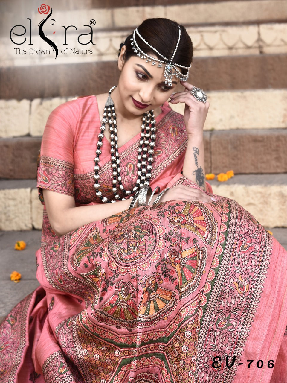 Beautiful Designer Pure Tussar Silk Madhubani Work Saree