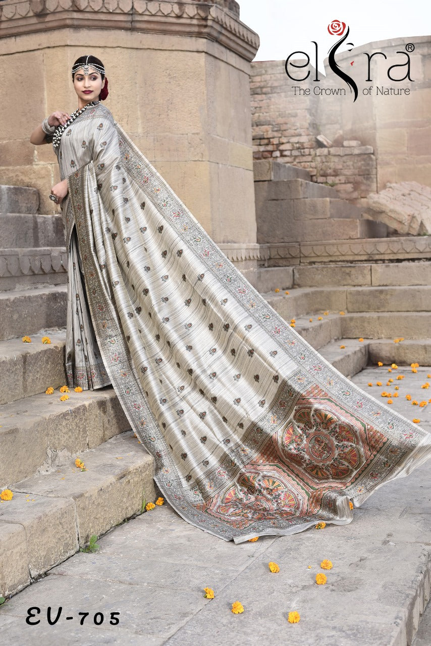 Beautiful Designer Pure Tussar Silk Madhubani Work Saree