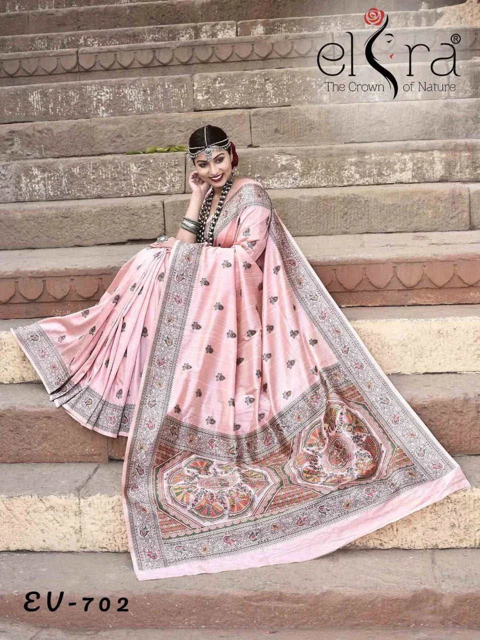 Beautiful Designer Pure Tussar Silk Madhubani Work Saree