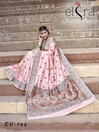 Beautiful Designer Pure Tussar Silk Madhubani Work Saree