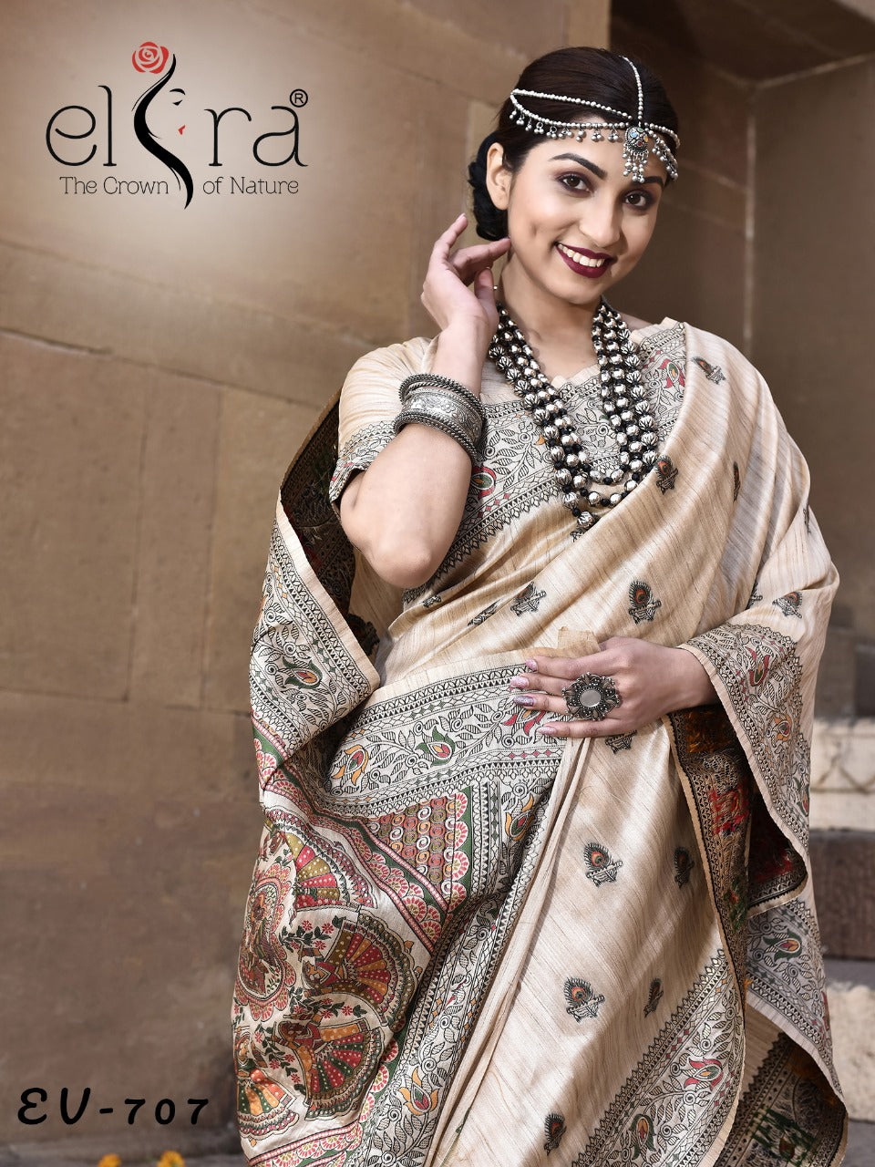 Beautiful Designer Pure Tussar Silk Madhubani Work Saree