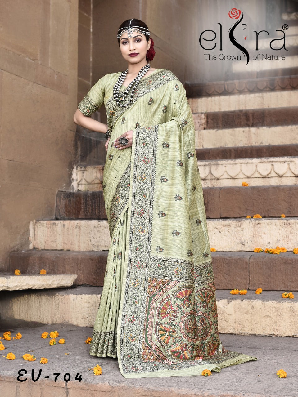 Beautiful Designer Pure Tussar Silk Madhubani Work Saree