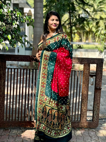 Beautiful Designer Soft Pure Bandhej Gaji Silk Saree