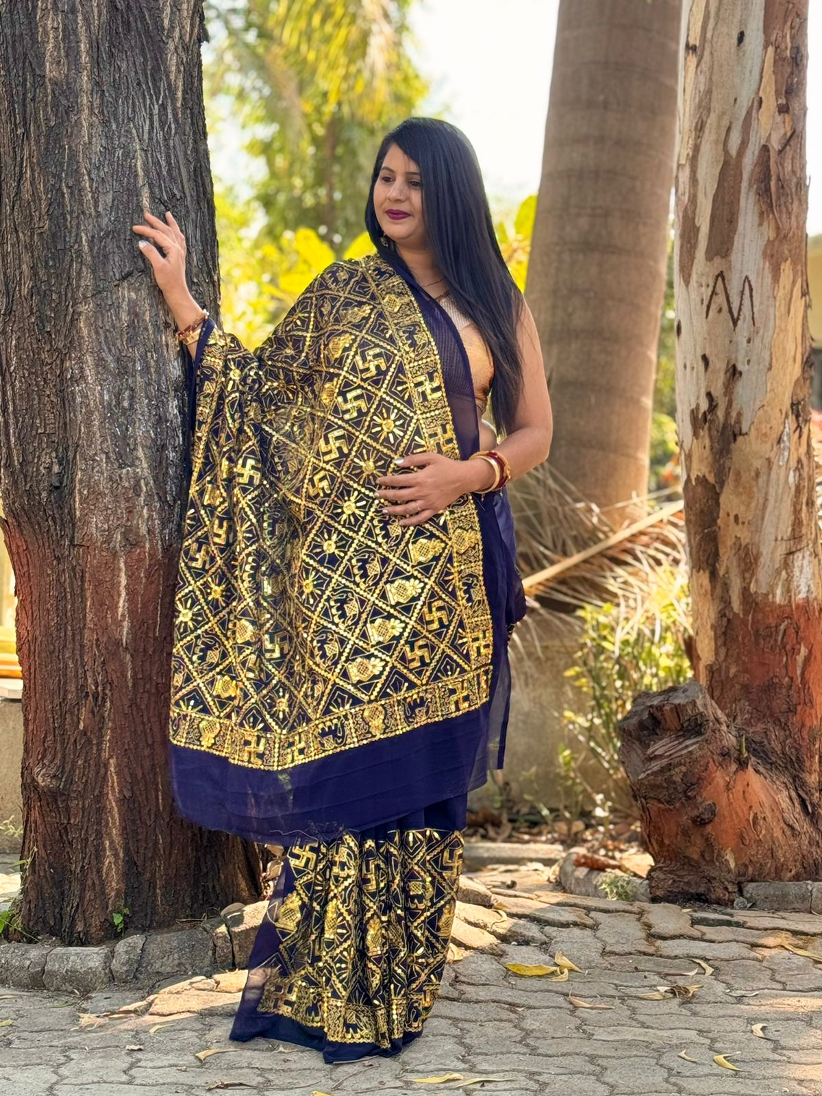 Beautiful Designer Pure Georgette Gharchola Bandhej Saree