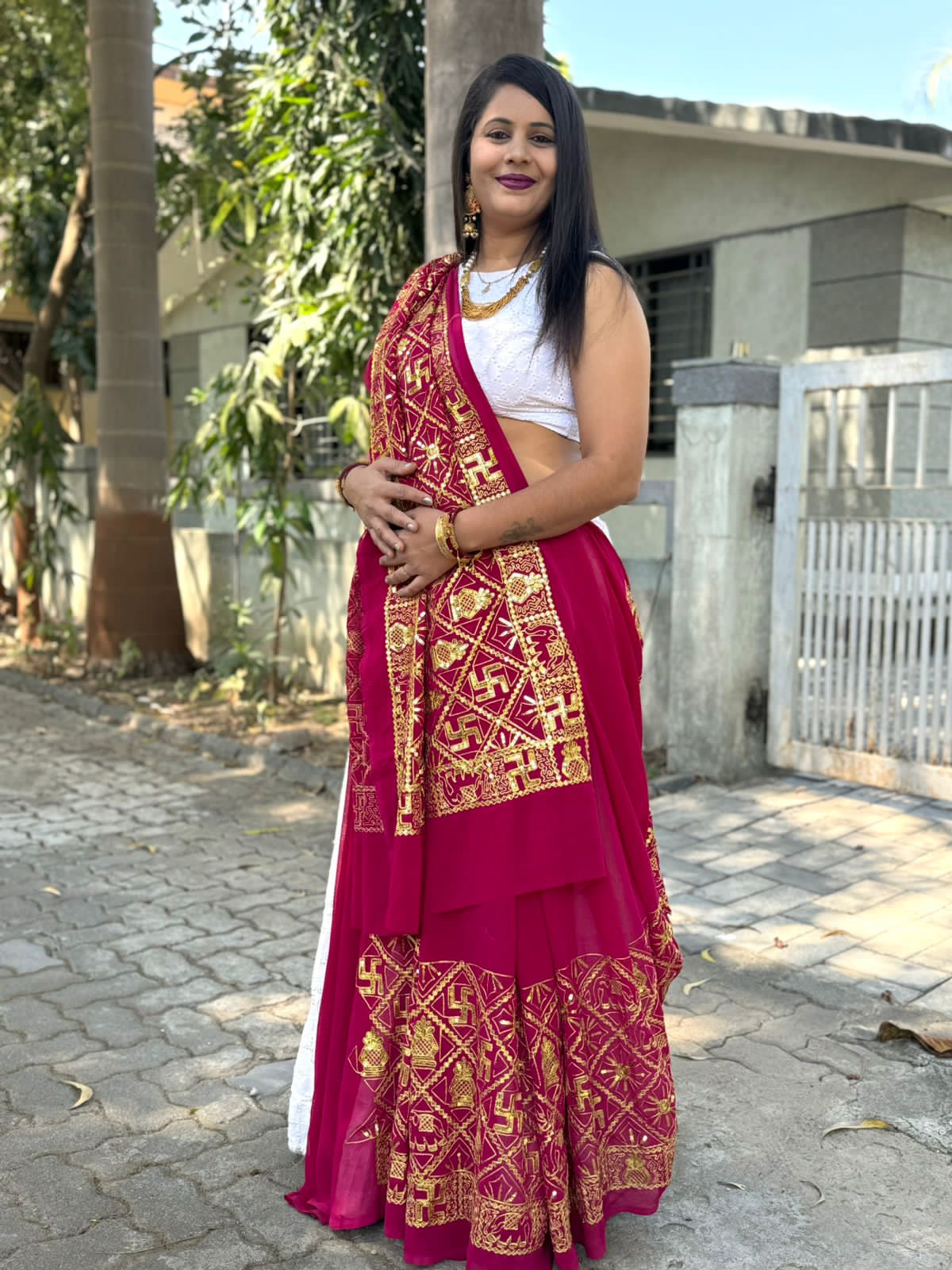 Beautiful Designer Pure Georgette Gharchola Bandhej Saree