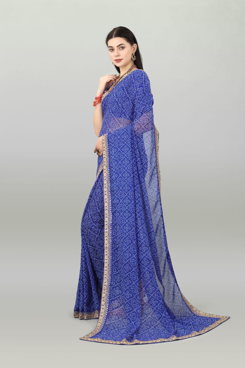 Beautiful Designer Pure Georgette Bandhani Printed Saree