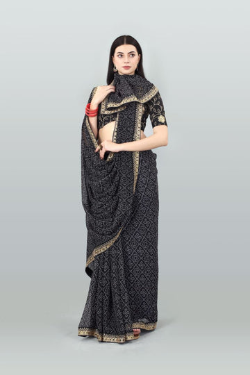 Beautiful Designer Pure Georgette Bandhani Printed Saree