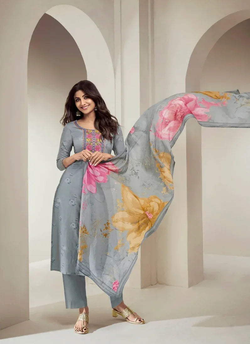 Party Wear Pure Cotton Digital Print With Khatli Work Kurti