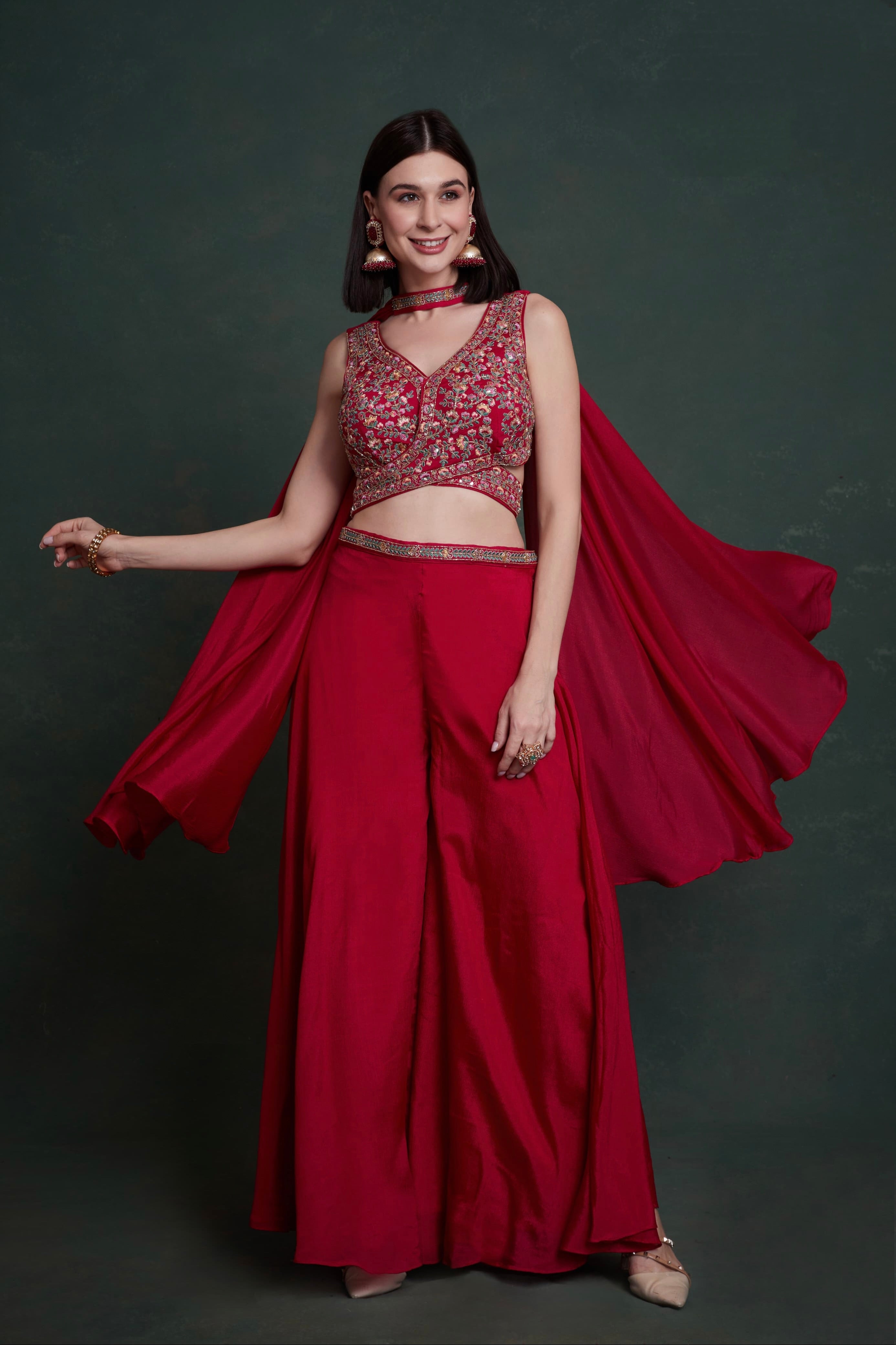 Party Wear Designer Real Chinnon Plazzo Suit