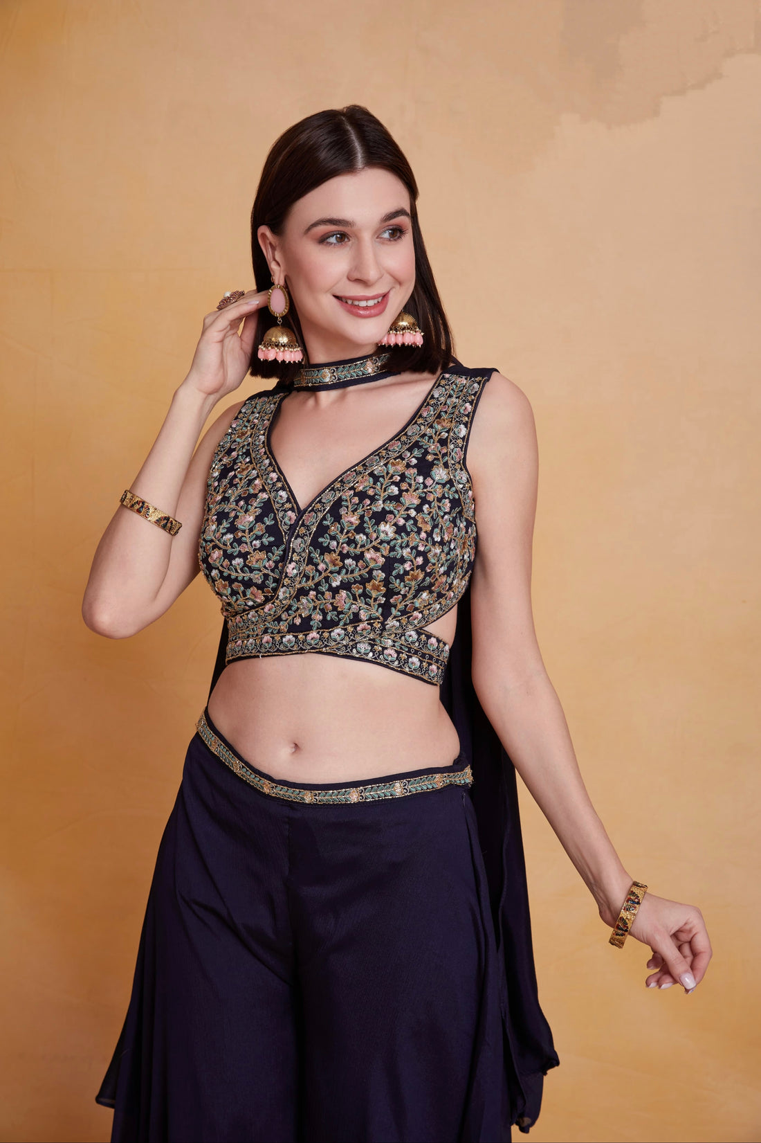 Party Wear Designer Real Chinnon Plazzo Suit