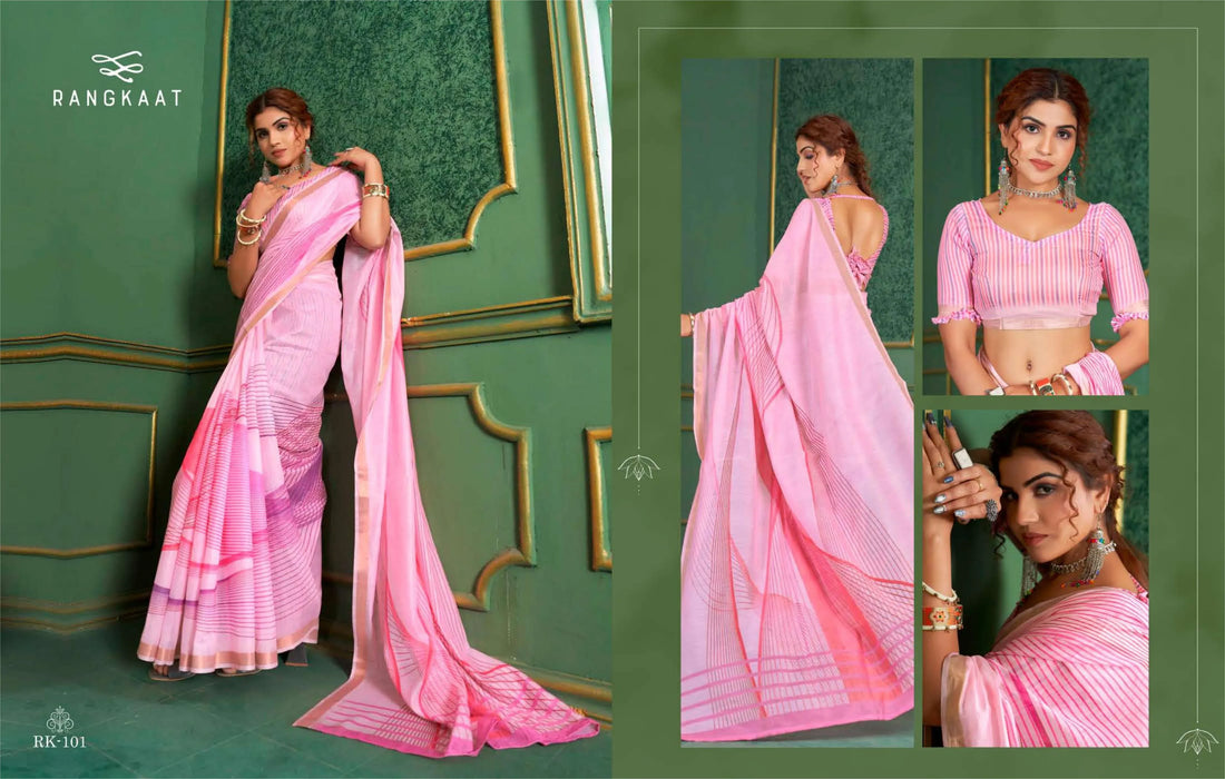Beautiful Designer Soft Rangkaat Chanderi Cotton Saree