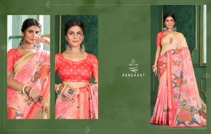 Beautiful Designer Soft Rangkaat Chanderi Cotton Saree