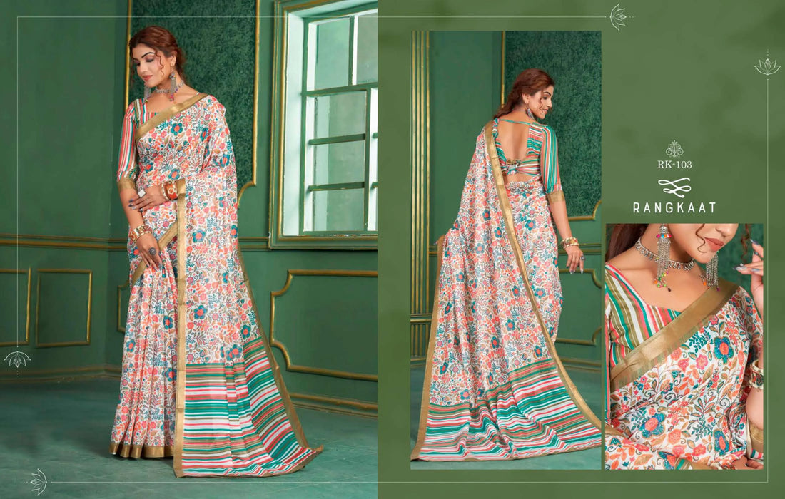 Beautiful Designer Soft Rangkaat Chanderi Cotton Saree