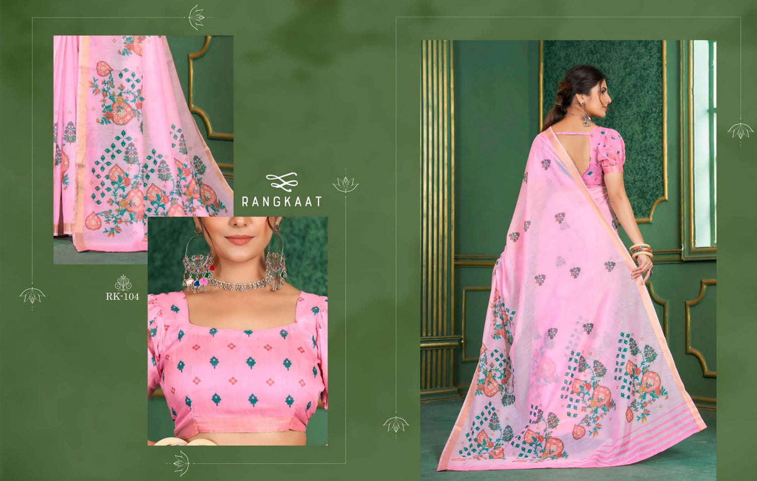Beautiful Designer Soft Rangkaat Chanderi Cotton Saree