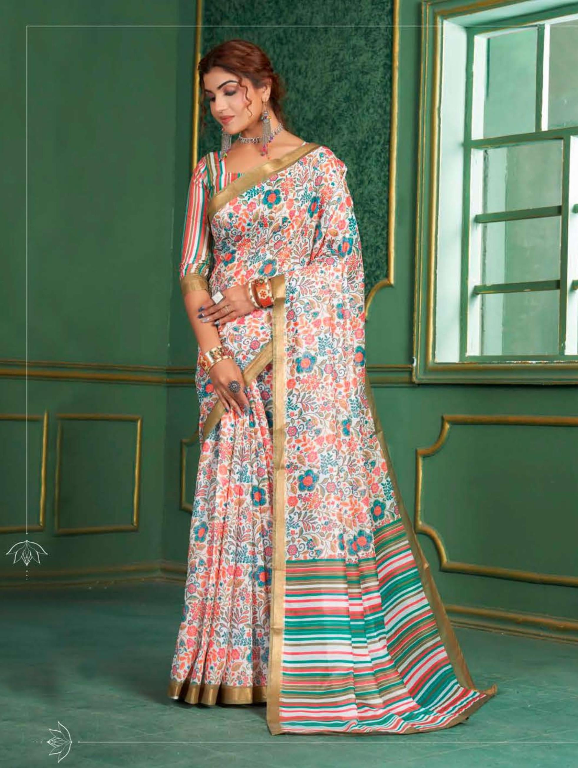 Beautiful Designer Soft Rangkaat Chanderi Cotton Saree