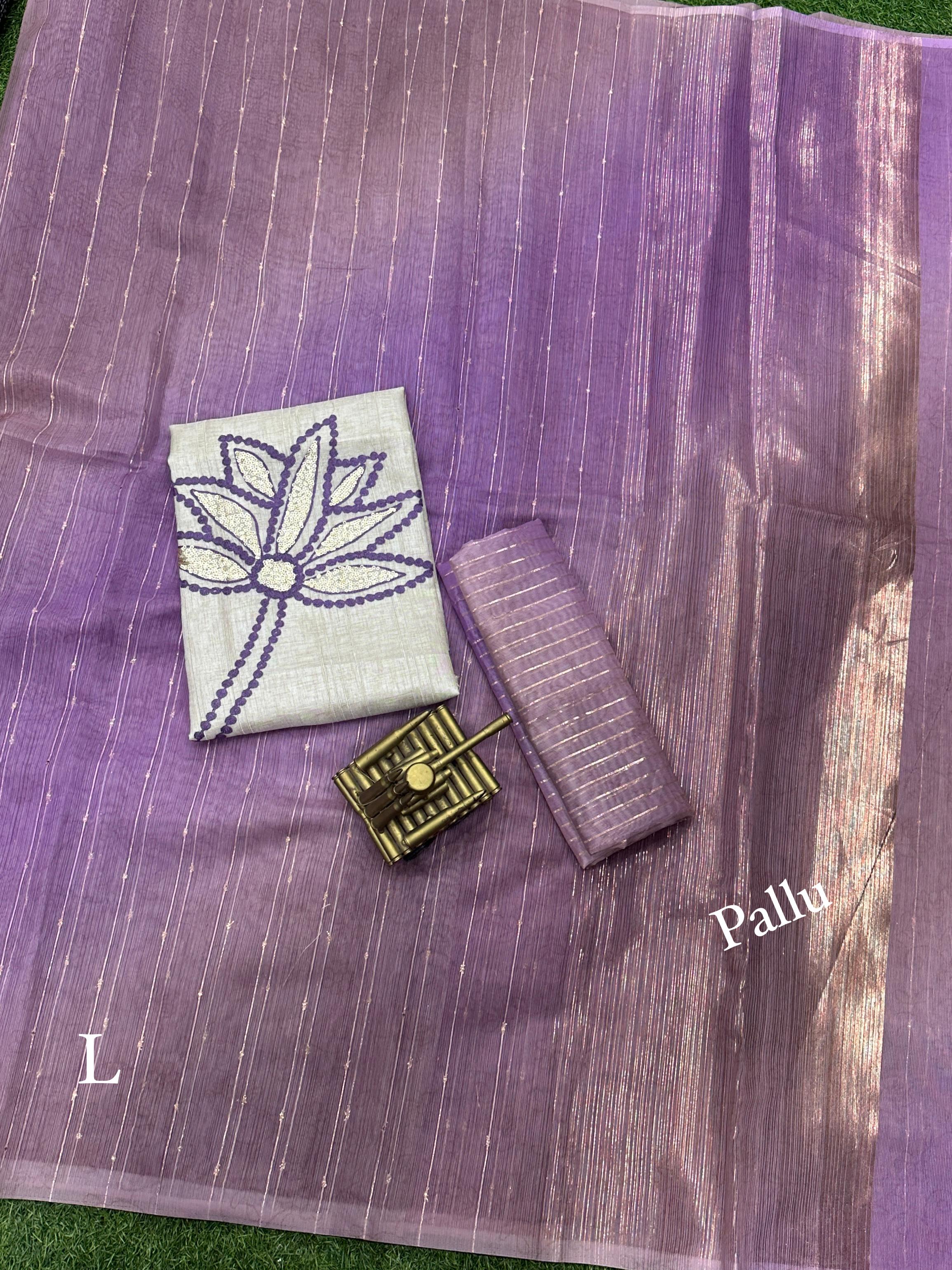 Beautiful Designer Soft Lurex Linen Organza Saree