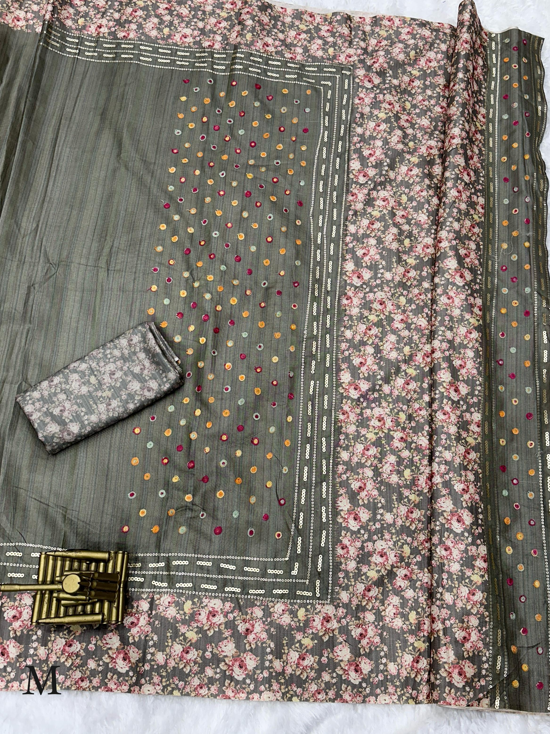 Beautiful Designer Soft Tusser Cotton Saree