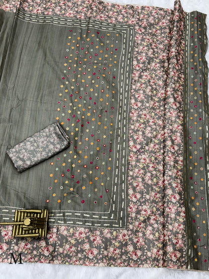 Beautiful Designer Soft Tusser Cotton Saree