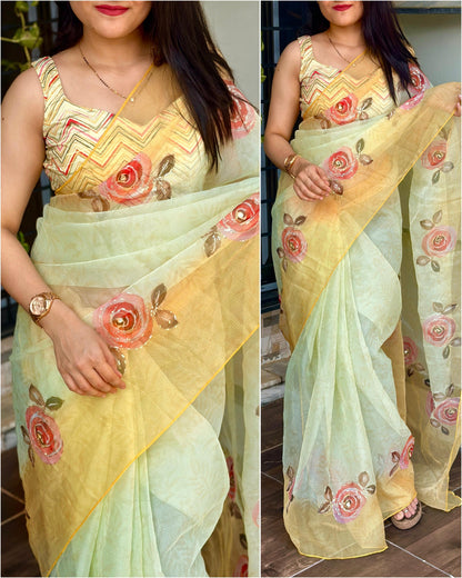 Beautiful Designer Jiyana Soft Cotton Silk Saree