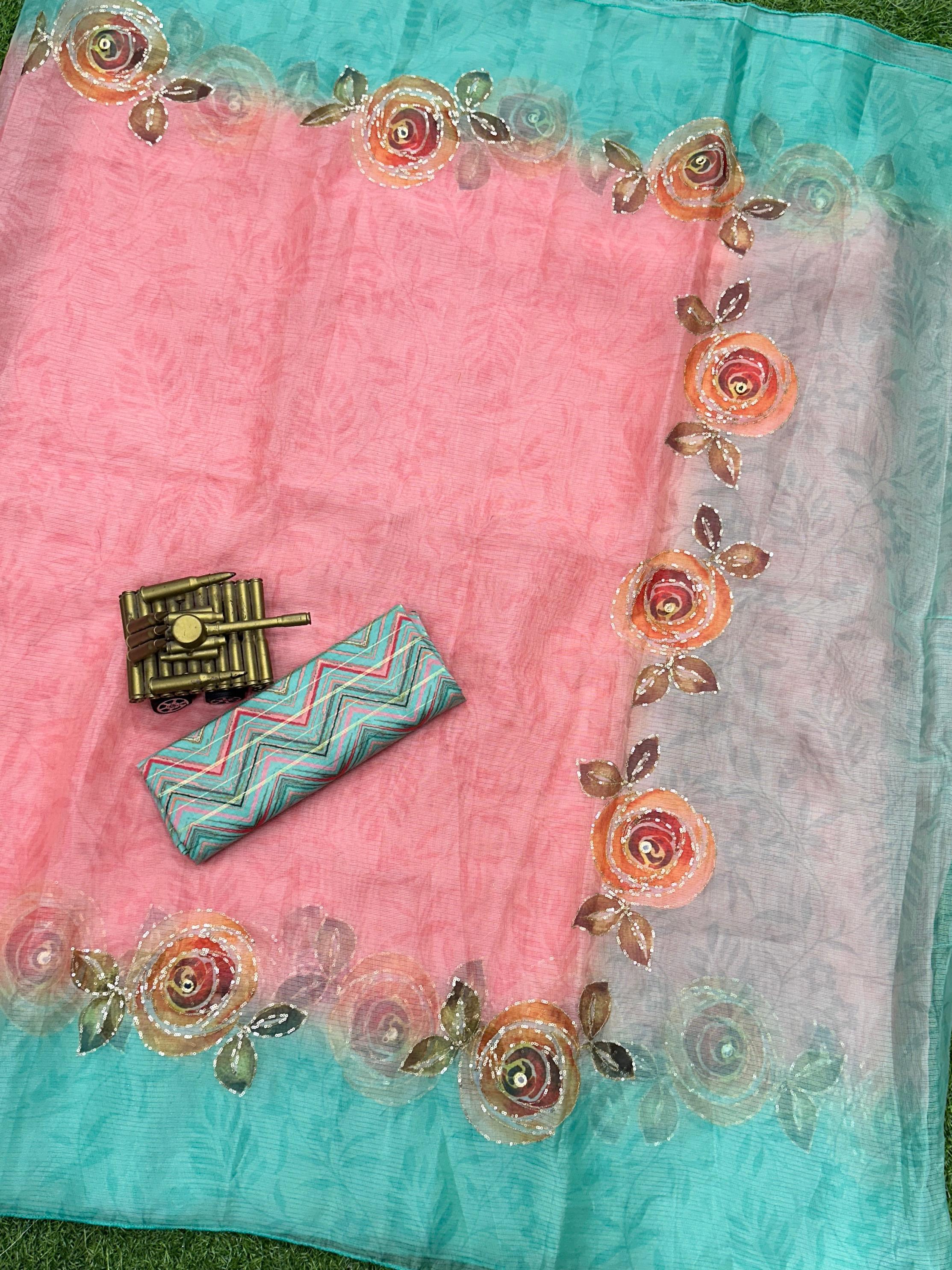 Beautiful Designer Jiyana Soft Cotton Silk Saree