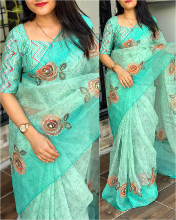 Beautiful Designer Jiyana Soft Cotton Silk Saree