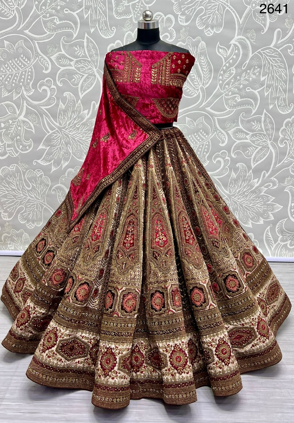 Beautiful Designer Bridal Velvet Silk Lehenga Choli