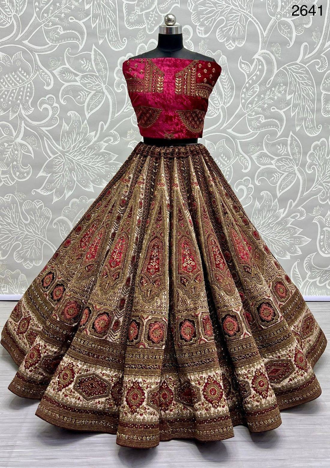 Beautiful Designer Bridal Velvet Silk Lehenga Choli