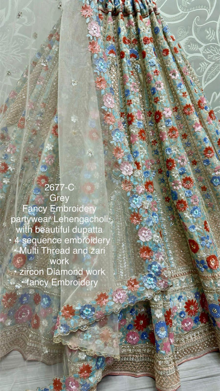 Beautiful Designer Bridal Heavy Net With Sequence Lehenga Choli