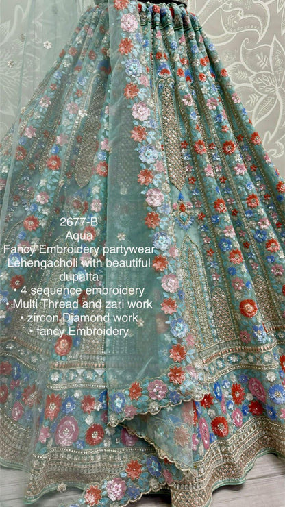 Beautiful Designer Bridal Heavy Net With Sequence Lehenga Choli