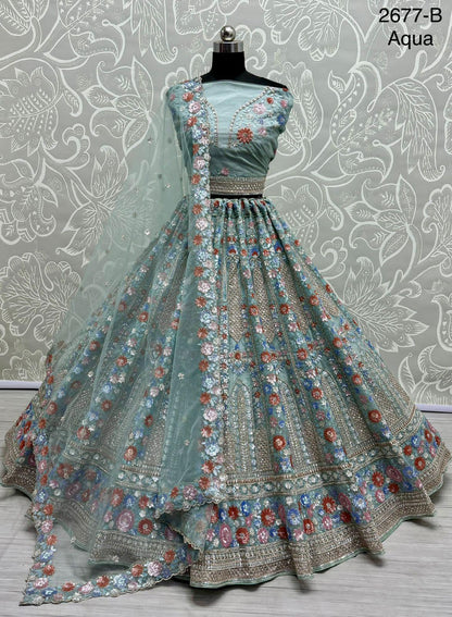 Beautiful Designer Bridal Heavy Net With Sequence Lehenga Choli