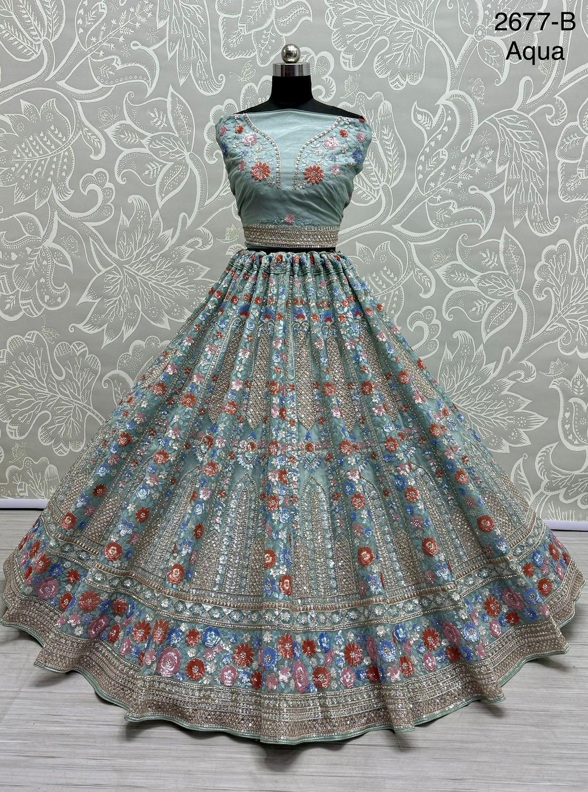 Beautiful Designer Bridal Heavy Net With Sequence Lehenga Choli