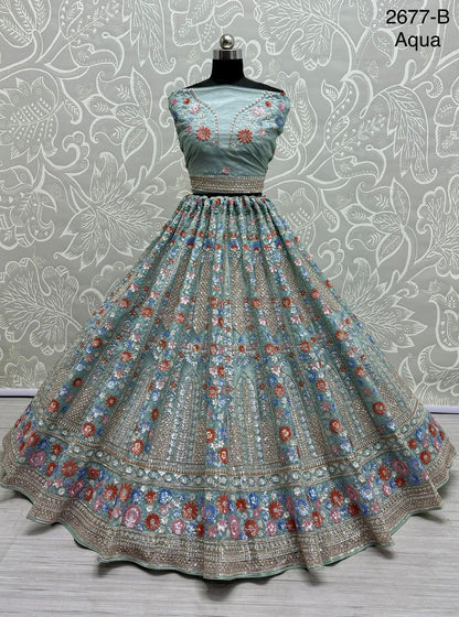 Beautiful Designer Bridal Heavy Net With Sequence Lehenga Choli