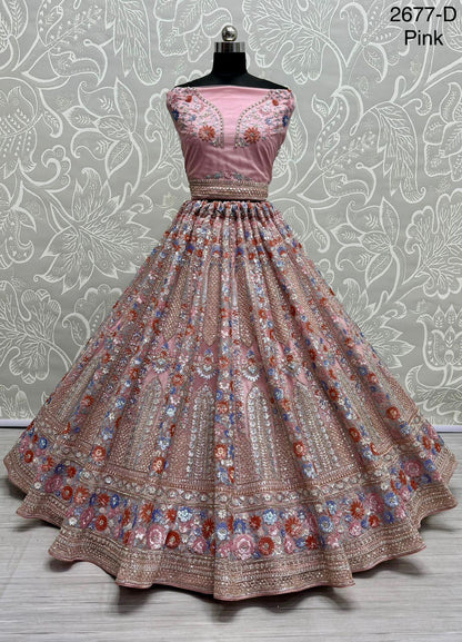 Beautiful Designer Bridal Heavy Net With Sequence Lehenga Choli