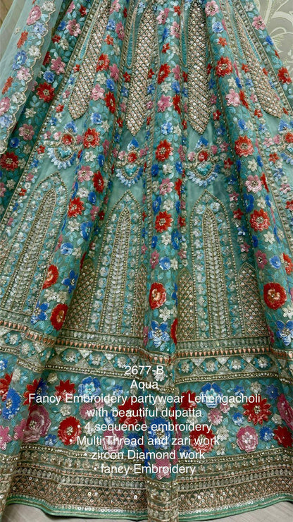 Beautiful Designer Bridal Heavy Net With Sequence Lehenga Choli