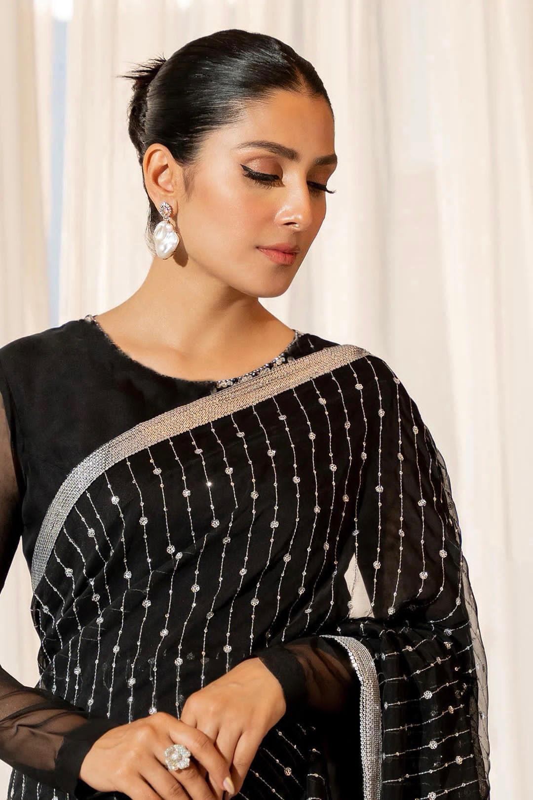 Beautiful Designer Heavy Georgette Exclusive Sequanc Saree