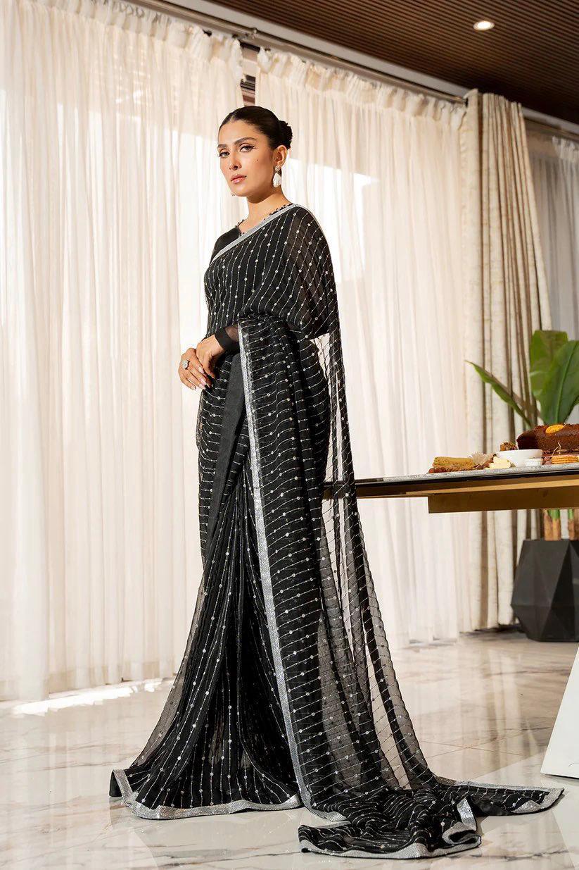 Beautiful Designer Heavy Georgette Exclusive Sequanc Saree