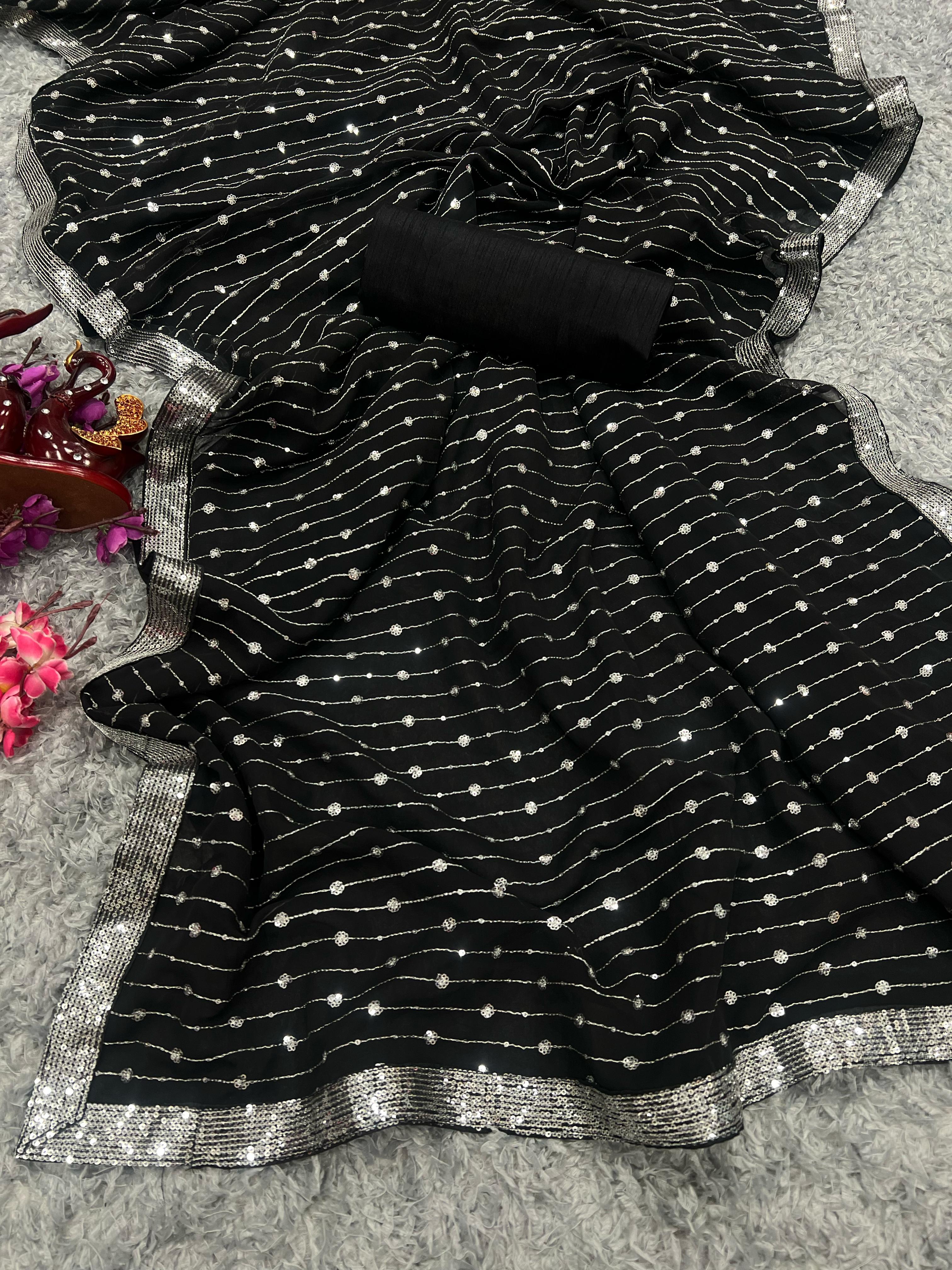 Beautiful Designer Heavy Georgette Exclusive Sequanc Saree