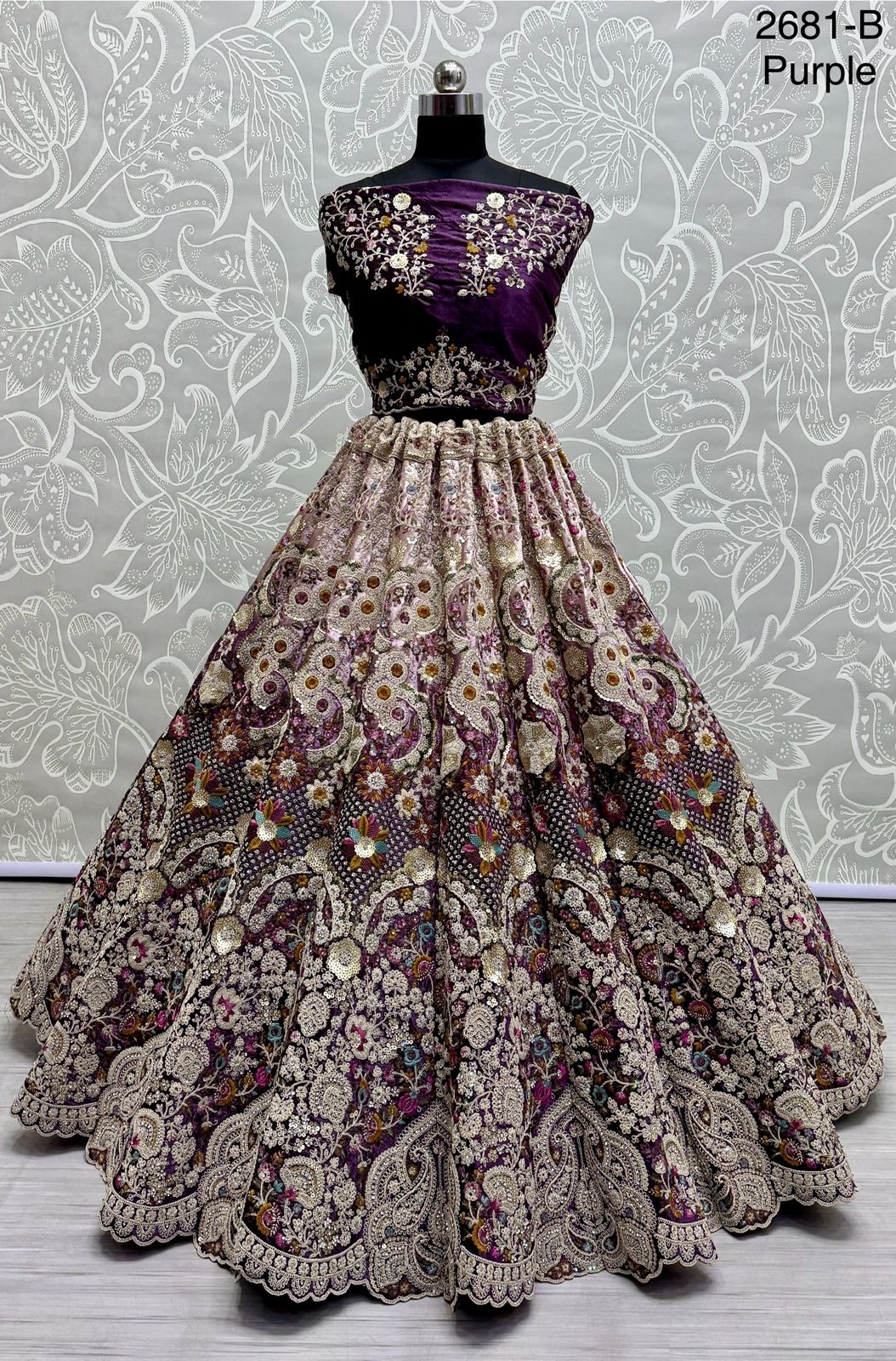 Beautiful Designer Bridal Heavy Velvet With Sequence Lehenga Choli