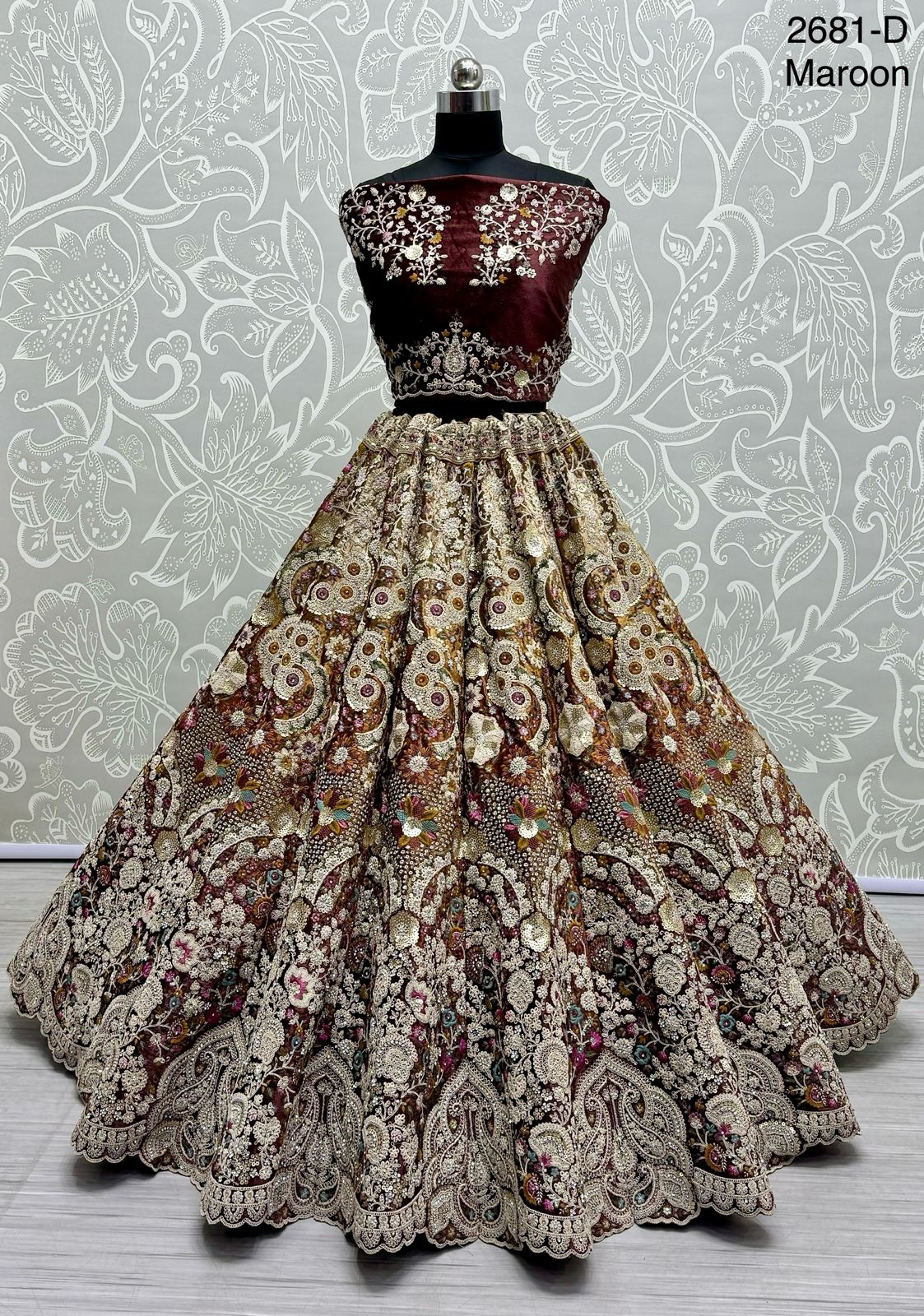 Beautiful Designer Bridal Heavy Velvet With Sequence Lehenga Choli