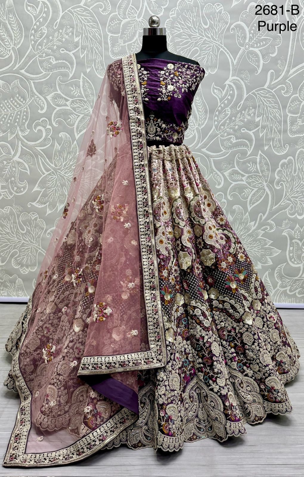 Beautiful Designer Bridal Heavy Velvet With Sequence Lehenga Choli