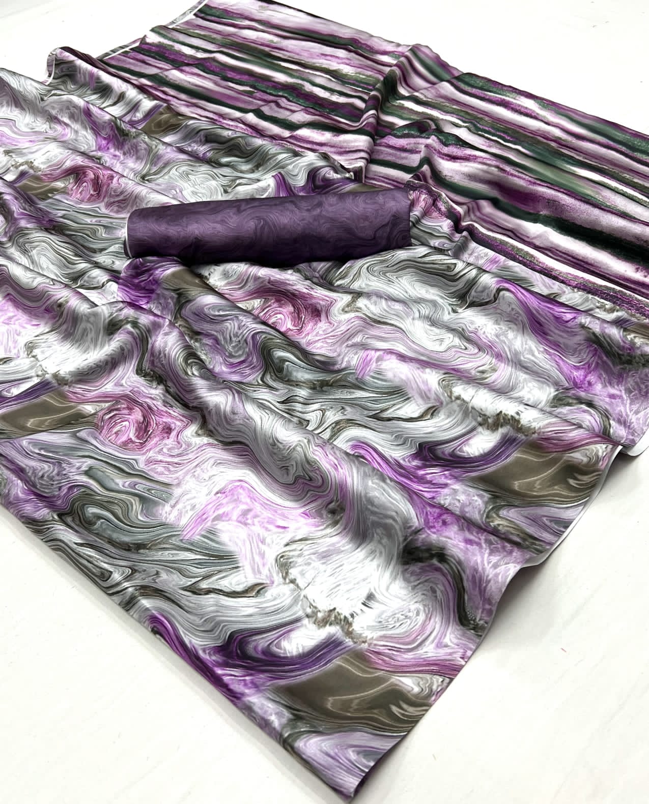 Beautiful Designer Digital Flower Print Satin Silk Saree