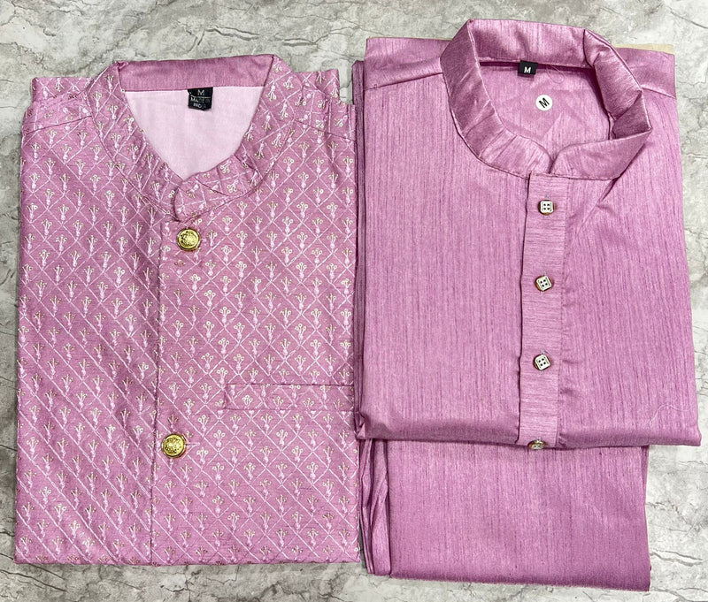 Beautiful Party Wear Banglori Silk Kurta Pajama With Koti Jacket