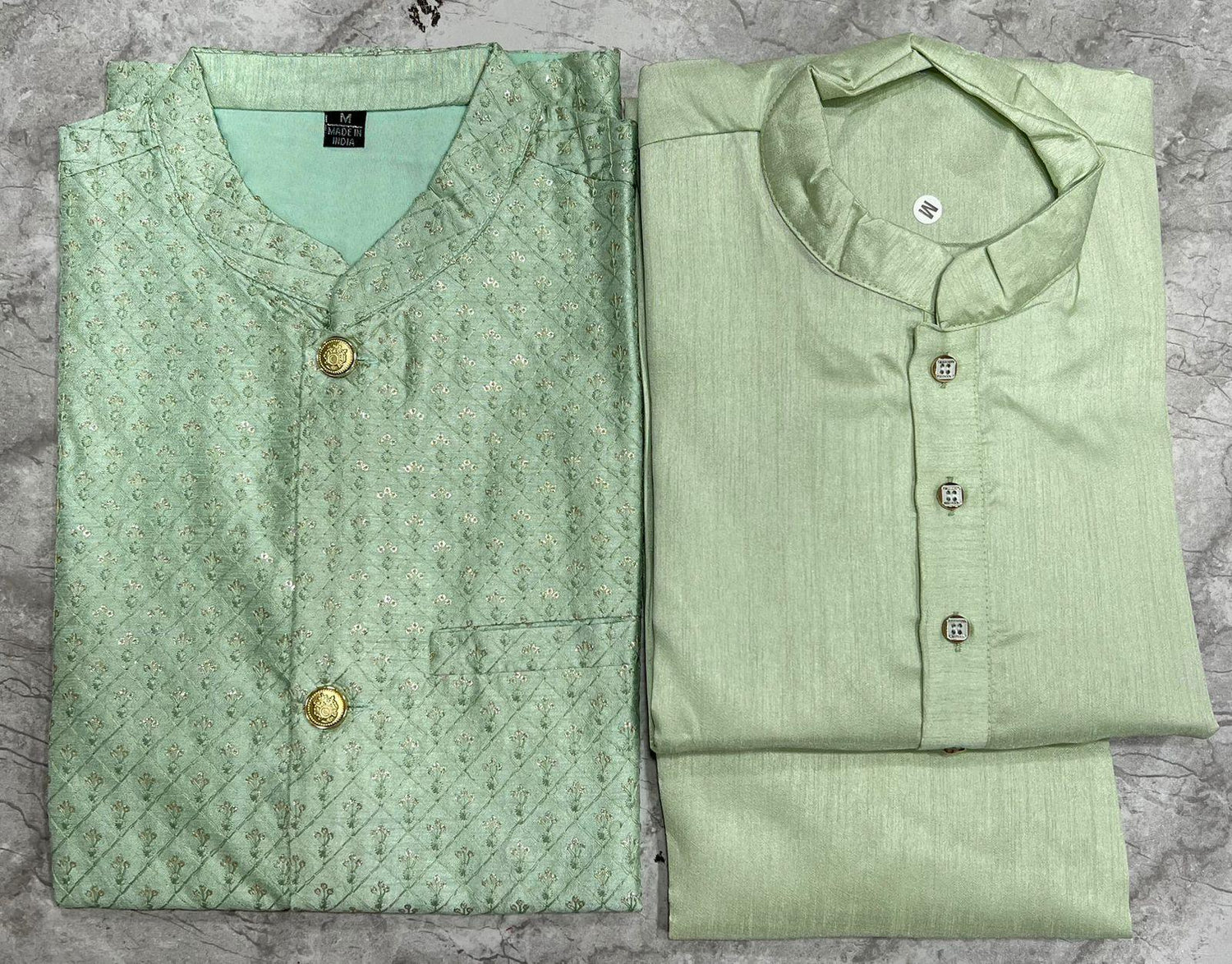 Beautiful Party Wear Banglori Silk Kurta Pajama With Koti Jacket