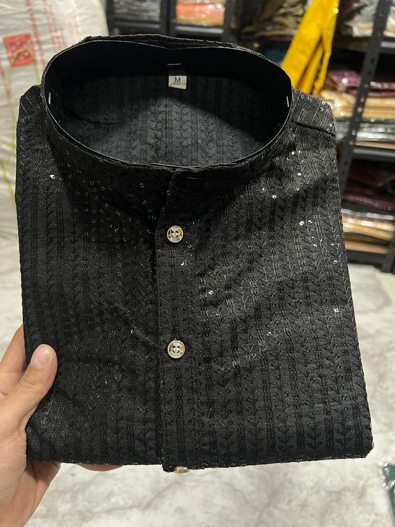 Beautiful Party Wear Banglori Sequence Kurta Pajama With Koti Jacket