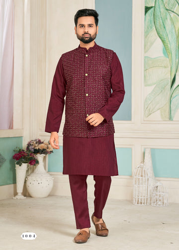 Beautiful Party Wear Kurta Pajama With Koti Jacket