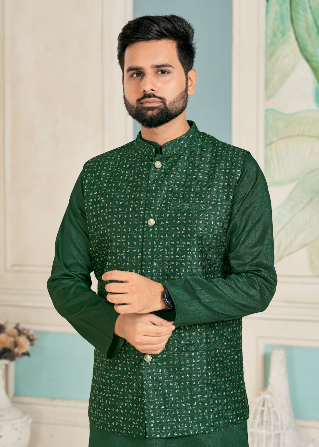 Beautiful Party Wear Kurta Pajama With Koti Jacket