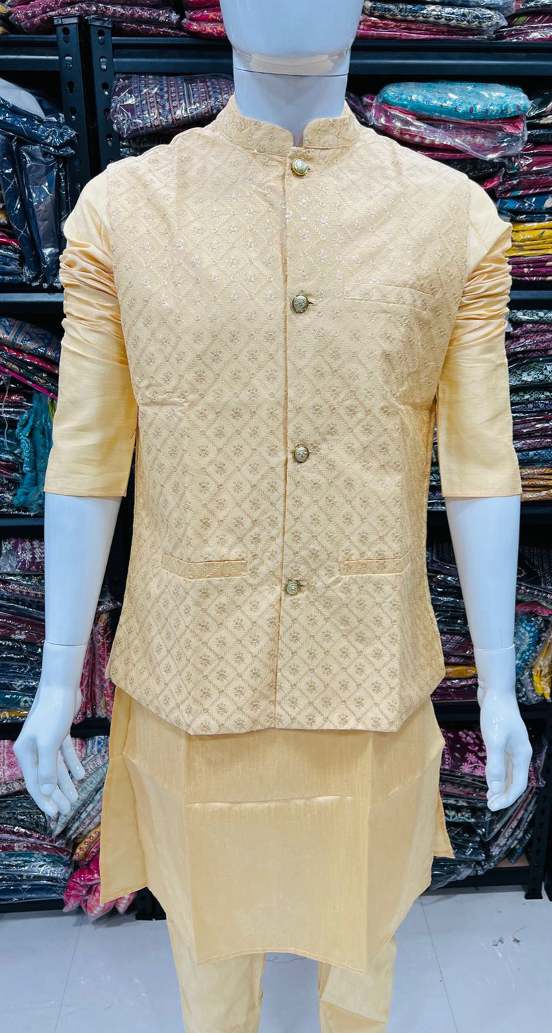 Beautiful Party Wear Kurta Pajama With Koti Jacket